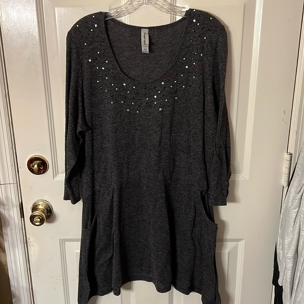 Womens Size 2X Gray Tunic w/Pockets
